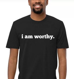 I AM WORTHY Mirror Affirmation Tee (Black, Short-Sleeve)