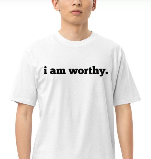 I AM WORTHY Mirror Affirmation Tee (White, Short-Sleeve, Special Sizes)