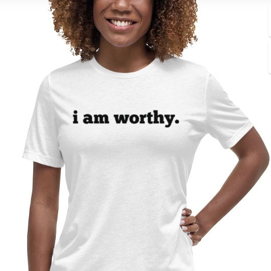 I AM WORTHY Mirror Affirmation Tee (White, Short-Sleeve)