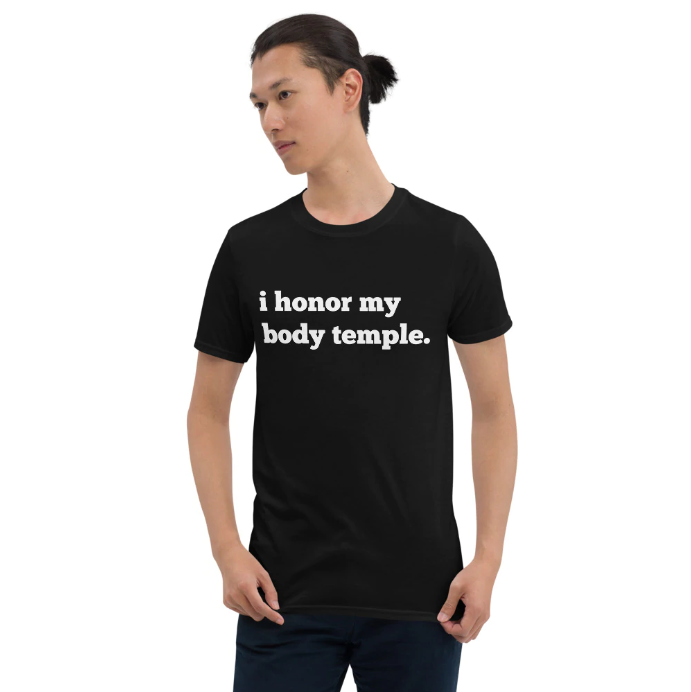 I HONOR MY BODY TEMPLE Mirror Affirmation Tee (Black, Short-Sleeve)