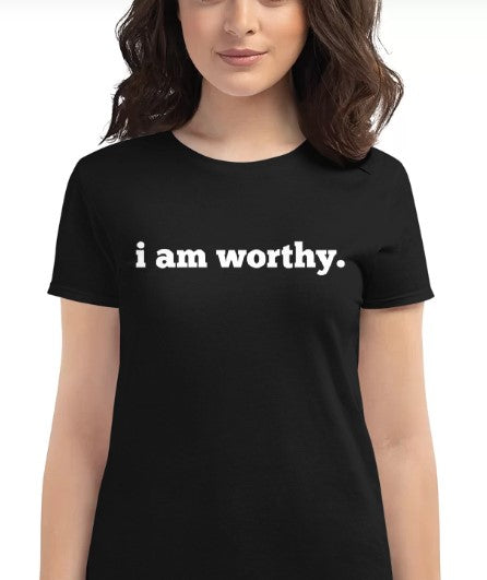 I AM WORTHY Mirror Affirmation Tee (Black, Short-Sleeve)