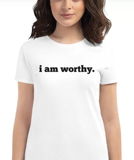 I AM WORTHY Mirror Affirmation Tee (White, Short-Sleeve, Special Sizes)