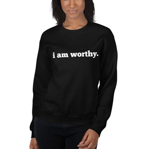 Open image in slideshow, I AM WORTHY Declaration Sweatshirt (Black, Long-Sleeve)
