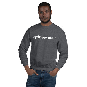 Open image in slideshow, I AM WORTHY Mirror Affirmation Sweatshirt (White Text) - 9 COLORS!
