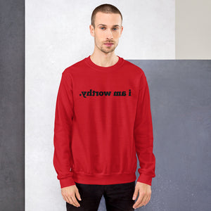Open image in slideshow, I AM WORTHY Mirror Affirmation Sweatshirt (Black Text) - 9 COLORS!
