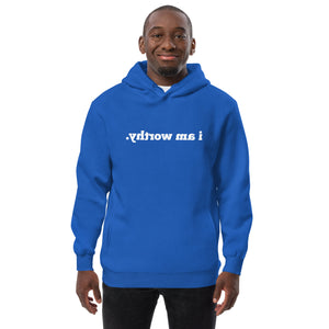 Open image in slideshow, I AM WORTHY Mirror Affirmation Fashion Hoodie (Royal Blue)
