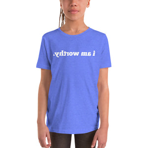 Open image in slideshow, I AM WORTHY Mirror Affirmation Tee (Youth, Short-Sleeve) - 10 COLORS!
