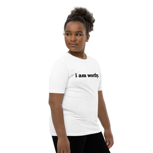 I AM WORTHY Declaration Tee (Youth, White, Short-Sleeve)